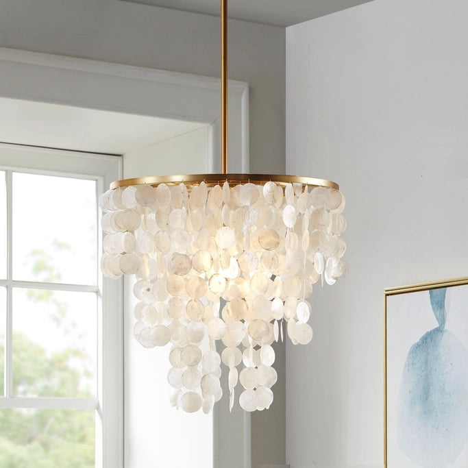 Capiz shell chandelier