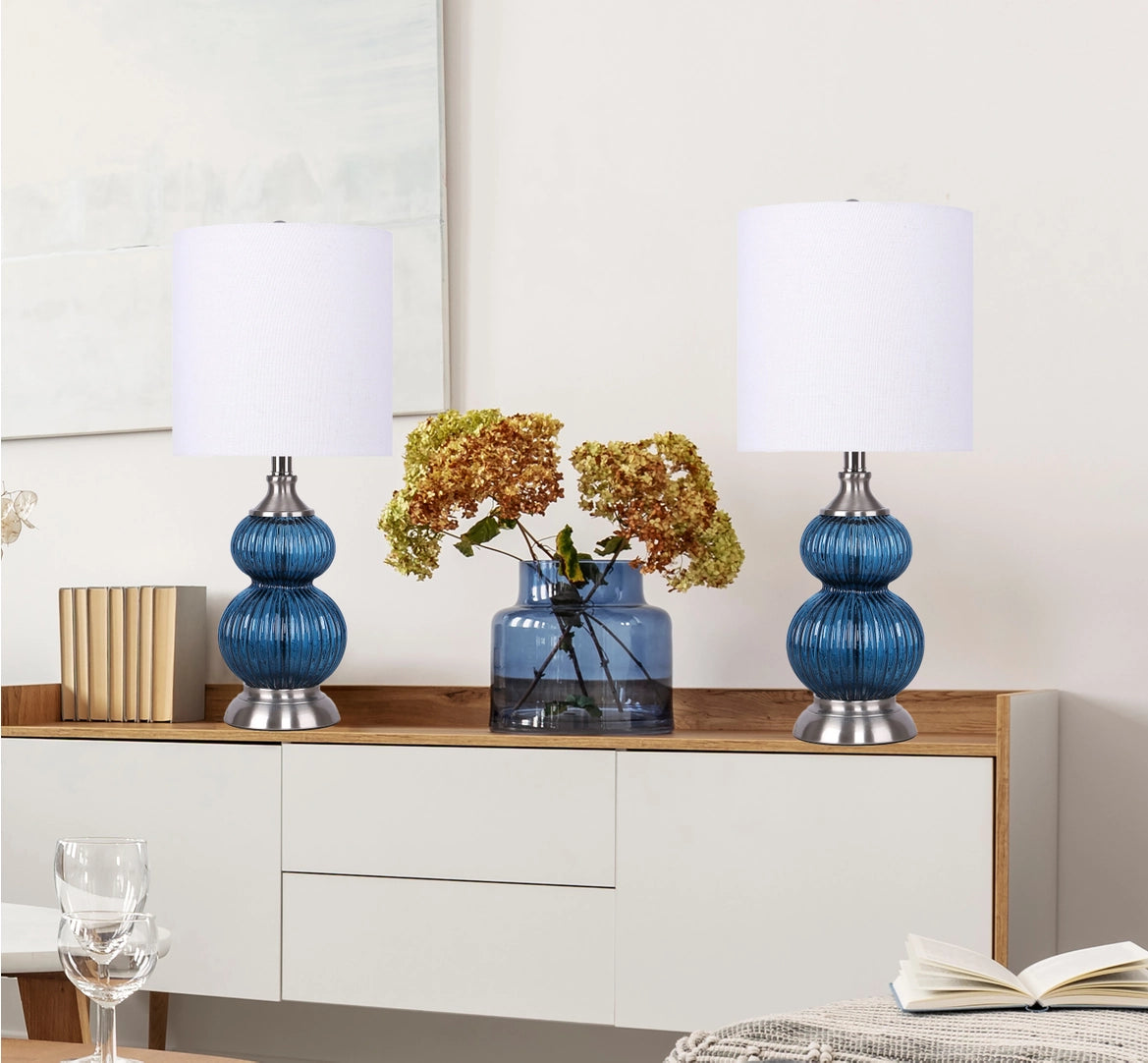 Cobalt Blue Pair table Lamps